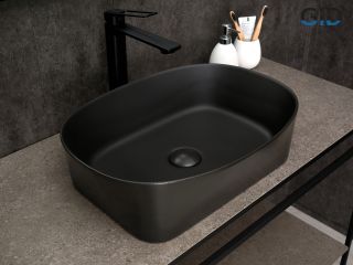 Раковина Gid N9028bg 53380 накладная черная графит 53x36x14